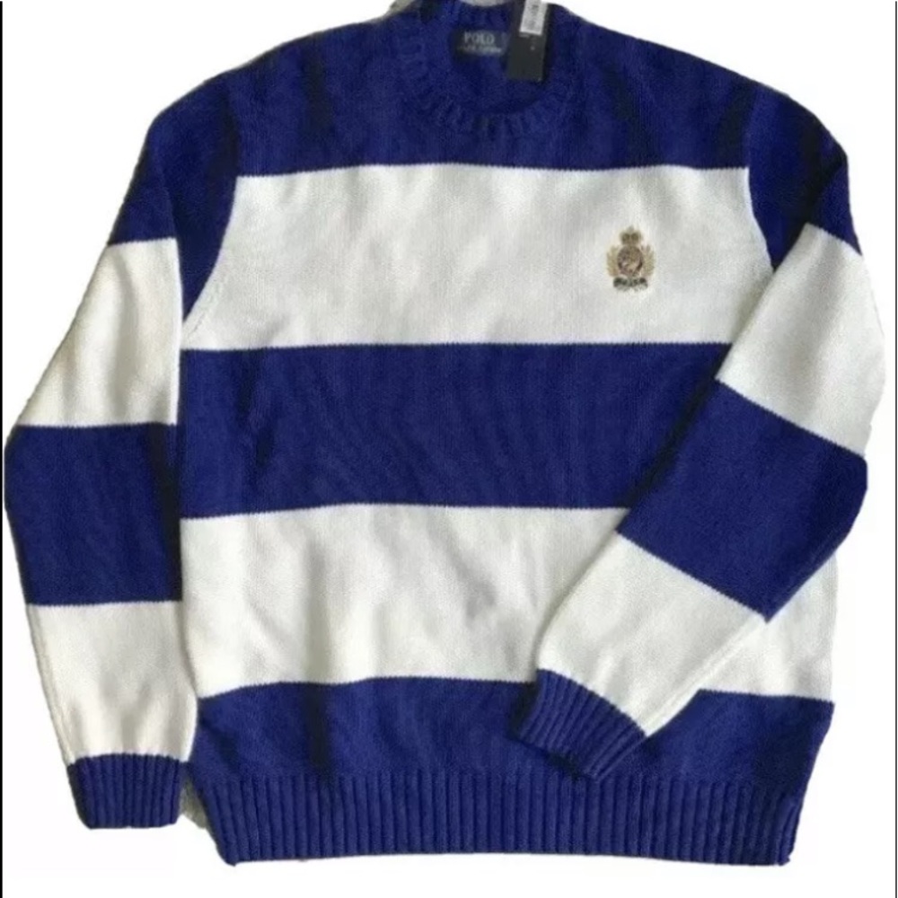 Ralph Lauren Polo Royal/white Striped Sweater L